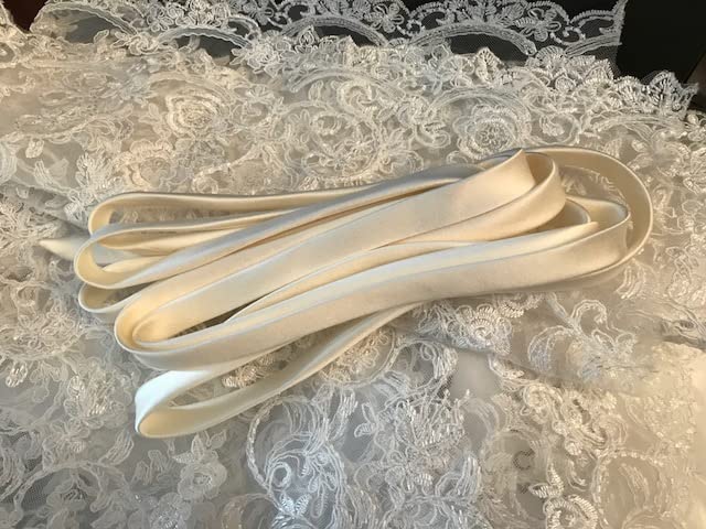 Wedding Corset Satin Ribbon 140", Corset Back Lace-up Straps, Zipper Replacement Corset Ribbon.// white, offwhite, ivory, champagne, black. (IVORY)3