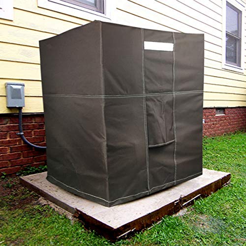Air Jade Air Conditioner Cover for Outside Central AC Units 28 x 28 x 32 inches, Heavy Duty Outdoor Condensing Unit Square Waterproof Covers, Brown - Thumbnail 6