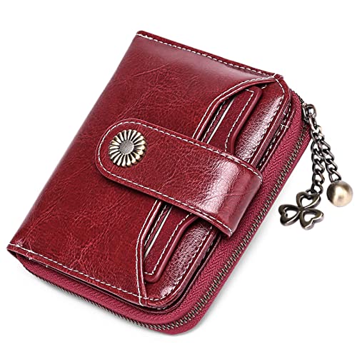 SENDEFN Purses for Women Genuine Leather Small Bifold Compact Womens Wallet with RFID Protection