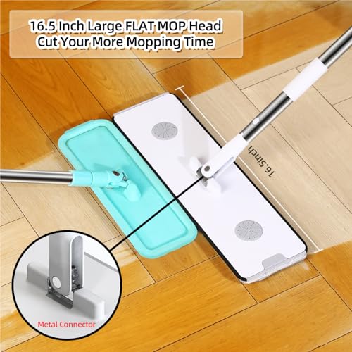 MOPALL Wischmopp und Eimer mit Auswringer-Set, großer flacher Bodenwischer und Eimer, nass und trocken, multifunktionales Haushaltsreinigungswerkzeug für alle Bodenarten und Fenster – Bild 6