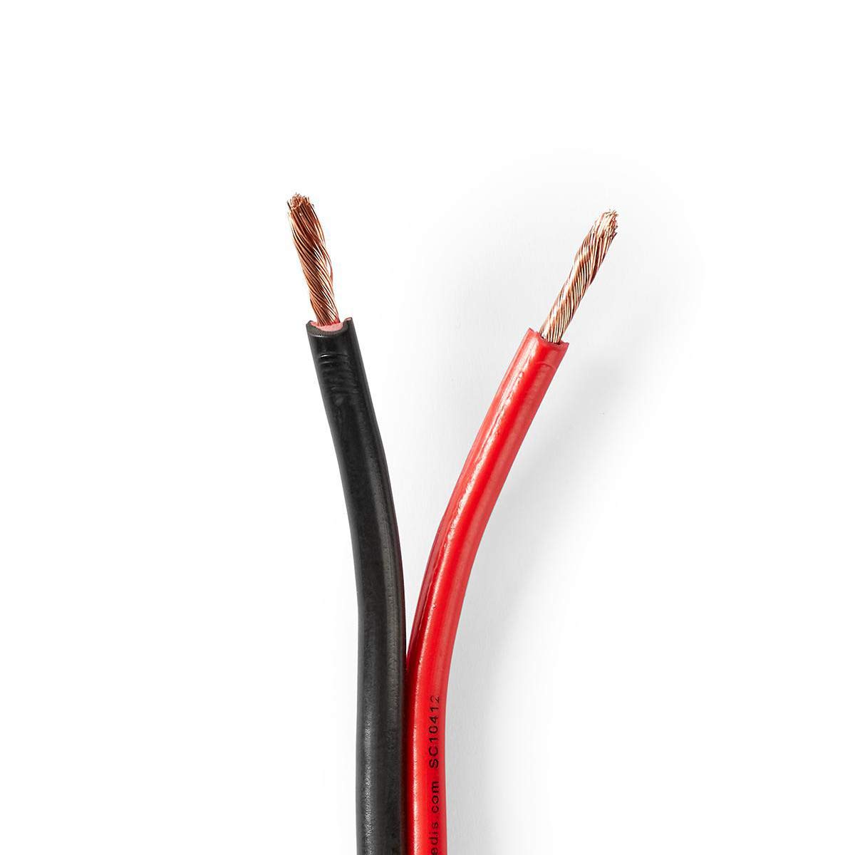 NEDIS - Câble haut-parleur - 2 x 2,50 mm² - CCA - 100 m - Rond - Enroulé - PVC - Noir/Rouge