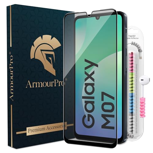 Image of ArmourPro Anti Glare Matte Tempered Glass for Samsung Galaxy M07, A07, F07, F17e and Galaxy F70e, Anti Fingerprint Screen Protector, 9H Scratch Resistant, Smooth Touch, Easy Installation Kit with Cable Protector
