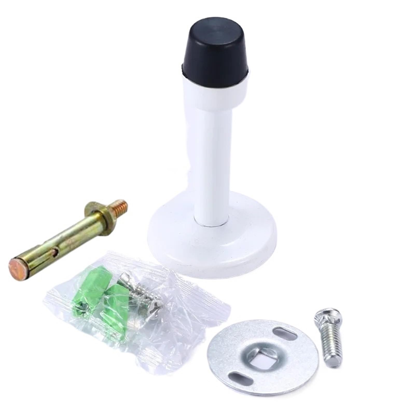 Door Stopper Stainless Steel Wall Mount Door Stop with Fix Screws for Bedroom Household Anti Collision Fitting(Screws White)