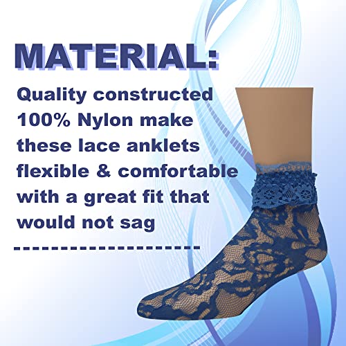 Image of EMEM Apparel Women's Lace Anklet Socks with Ruffle