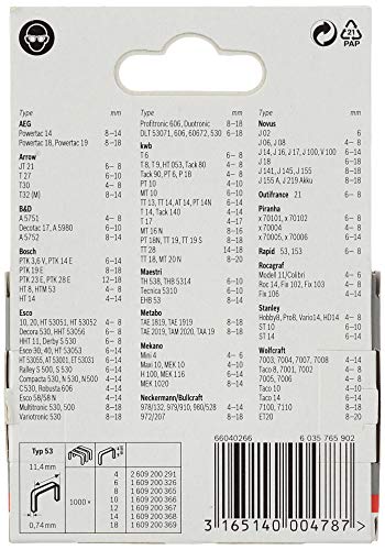 Agrafe BOSCH Type 53 11 4 x 0 74 x 14 mm Acier Pack de 1000 unités - vue 5