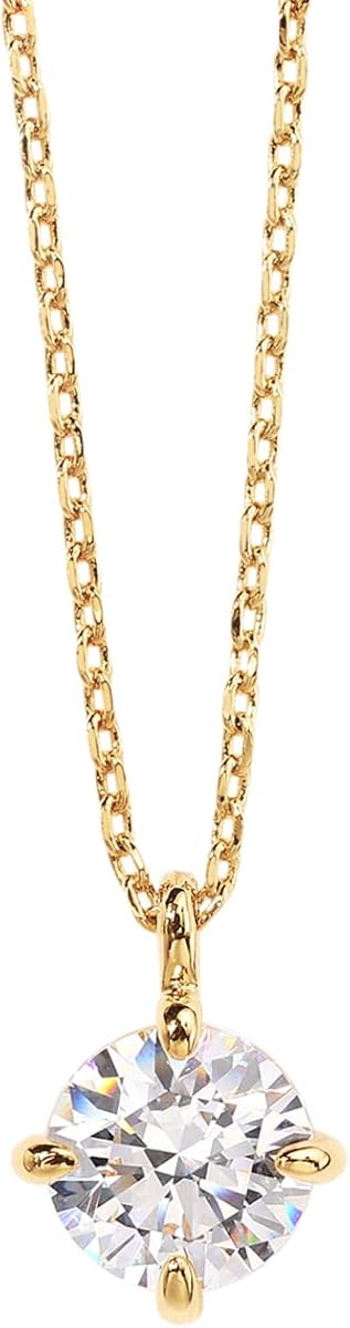 Collar con colgante de diamantes y circonita cúbica chapado en oro de 14 quilates para mujer | Control deslizante ajustable