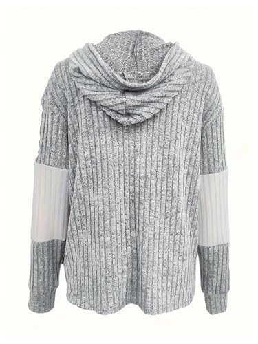 Verdusa Women's Striped Color Block Jacket Zip Up Long Sleeve Ribbed Knit Drawstring Hoodies2