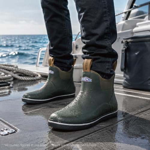 Image of SUREWAY Men's Deck Boots Professional Non-Slip Fishing & Ankle Boating Boot Waterproof Rain Boots, Lightweight Neoprene Rubber Deck Boots