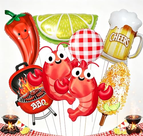 Crawfish Boil Party Balloons with Beer Mug & Lemon Decor