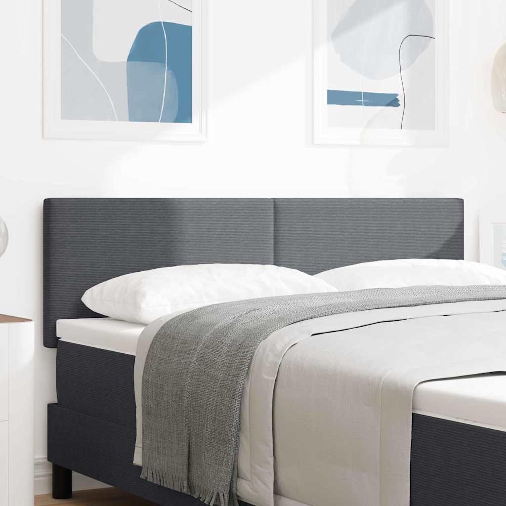 vidaXL Tête de lit Gris foncé 144 cm Tissu en Velours côtelé, Tête de lit Tendance, Design Moderne rembourré, Mousse réglable, Tissu en Velours côtelé, Soutien pour Le lit