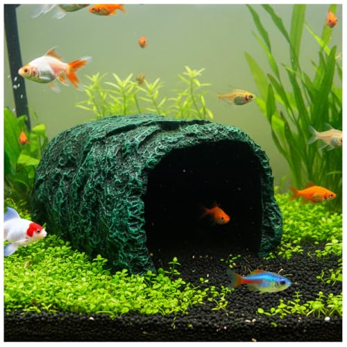 Cididu Reptile Hide Rock Cave Resin Habitat Hidden for Terrarium and Aquarium Decor Green Hideout Hide Cave Fit for Bearded Dragons Lizards Snakes Geckos Tortoises Small Animals Amphibians
