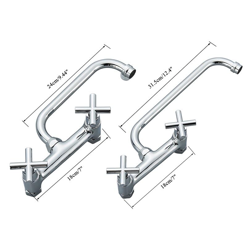 Rotation poignée et long bec pour ce robinet d'évier de cuisine chromé double commande