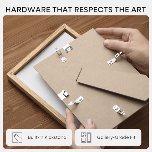 Image of Homeforia 6x6 Picture Frames Wood, High-End Natural Oak 6 x 6 Square Frames with Mat 4 by 4 inch Photo, 6by6 Light Wooden Frames Matted to 4x4 Print, Tabletop Frame, Tempered Glass, Wall Kit, Set of 2