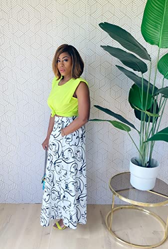 Women's Abstract Print Palazzo Wide Leg Pants White with Pockets Brunch Wedding Party Cocktail Night3