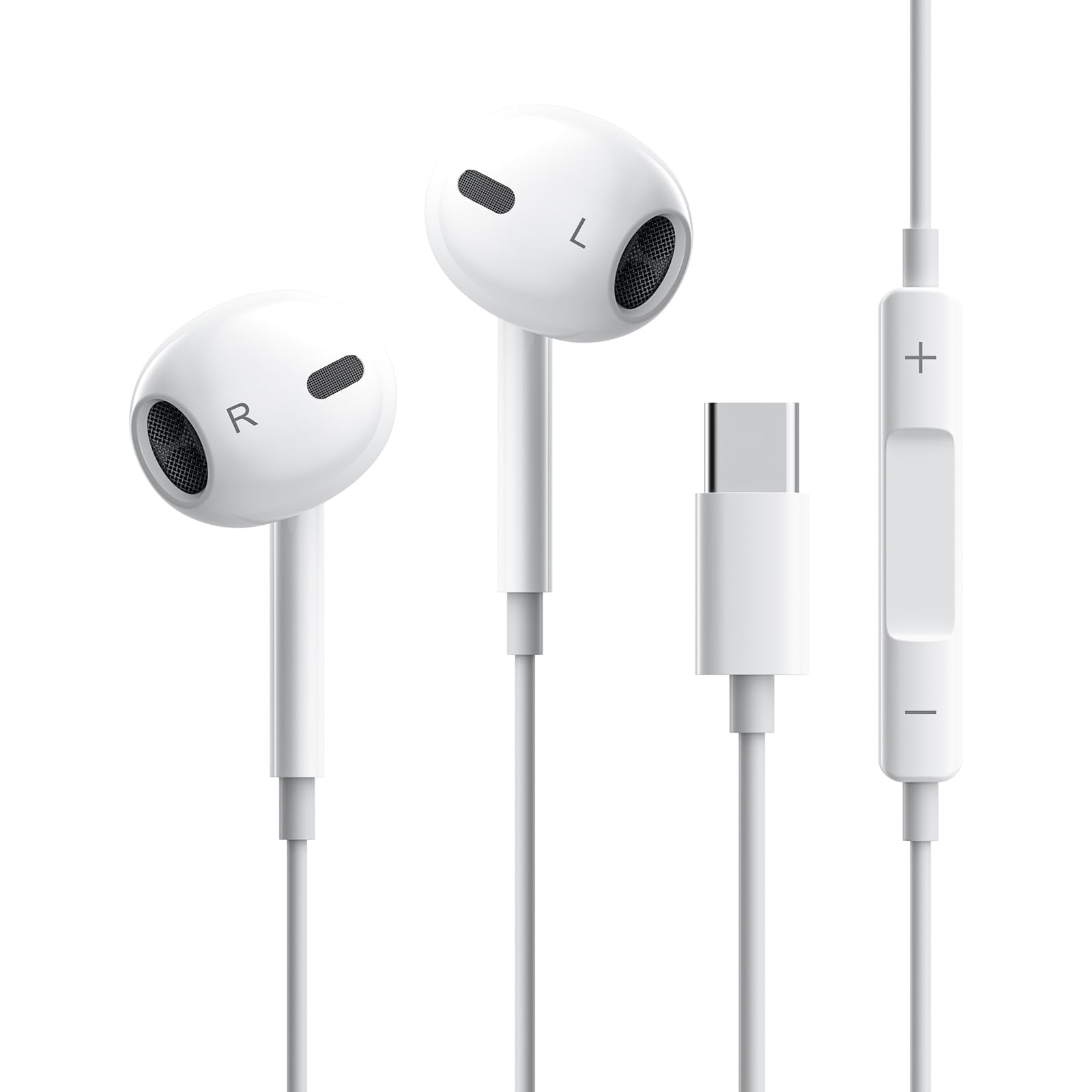 【2025新版 iPhone15対応】イヤホン 有線 タイプC 有線ヘッドセットマイク内蔵 有線HiFi 騒音低減 クリア通話 リモコン付き 快適な装着感 type-c 人間工学 通話対応 音量調整 遅延なし 重低音 小型·軽量 防水 usb c iPhone/Android/Galaxy/iPadなど各機種対応