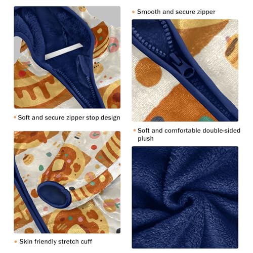 Pancakes and Donuts Pattern Design Toddler Fleece Jacket Girl Boys Hooded Fleece Jacket Coat W3