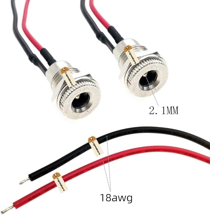 Lsgoodcare 10Pack 5.5 x 2.1 MM 10A DC Power Jack Socket Dc-099 30V Threaded Female Mount Connector Adapter con Cable 18Awg 3.94Ich miniatura 4