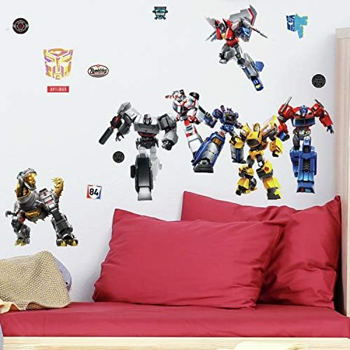 RoomMates RMK4231SCS Transformers All Time Favorites Peel and Stick Wall Decals,blue, red, yellow