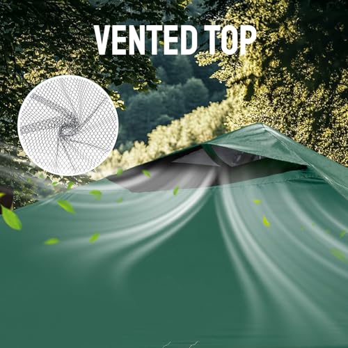 Image of CROWN SHADES 10x10 Pop Up Canopy - Patented Center Lock One Push Instant Outdoor Canopy Beach Tent with STO-N-Go Bag 8 Stakes & 4 Sand Bags,Forest Green