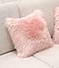 XINYUKEJI Ornamentales Fundas de Almohada Decorativa Cojín Cordero Piel sintética Pelo Largo Almohada de imitación, sofá Cuddly Cojín de (Rosa)