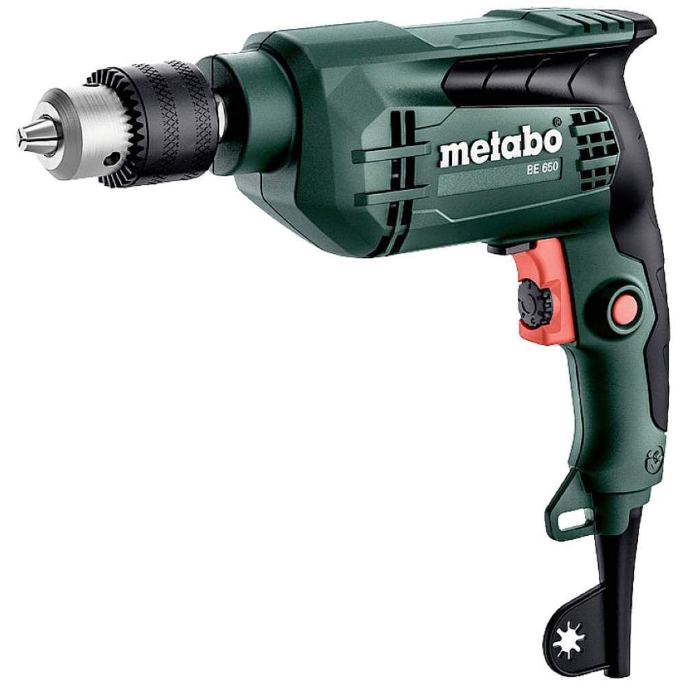metabo BE 650 Bohrmaschine, 650 W Elektrobohrer mit Zahnkranzbohrfutter | 650 W Motor, 13 mm Stahlbohrung, 30 mm Holzbohrung, Vario-Elektronik, Rechts-/Linkslauf, inkl. Bohrfutterschlüssel