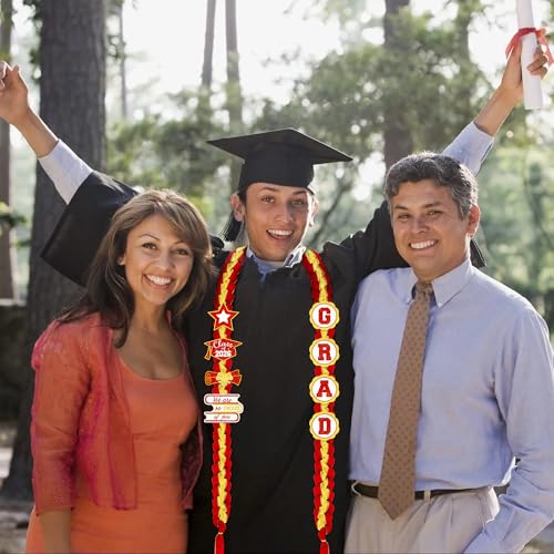 Image of Tifeson Graduation Leis Decorations 2026 - Handmade Double Braided Graduation Ribbon Leis with Glitter Pins for Him Her High School College Congrats Grad Gifts Party Supplies