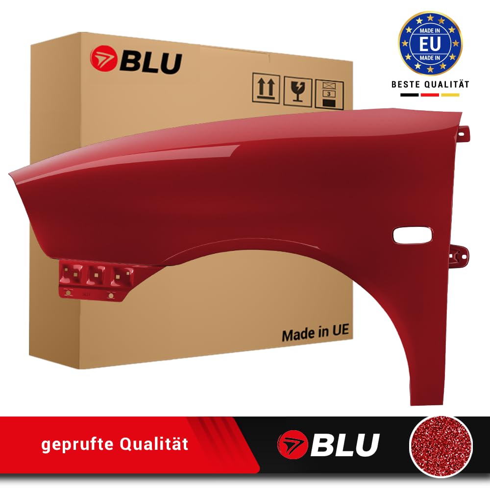 BLU Kotflügel Passend für Seat Ibiza Cordoba (6L - III 3. Generation) LS3X Links Rot | 2002-2008 | Vorderseite Vorne | Lackiert | Einbaufertig