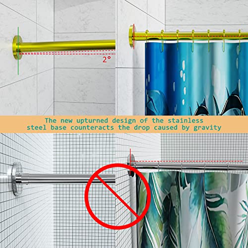 Image of 304 Stainless U Shaped Bathroom Bathtub Corner Shower Curtain Rod Rack, Size Adjustable (U Shaped Gold, Length on both sides:31.5 inch-47 inch,Middle width:34.7 inch-43 inch)