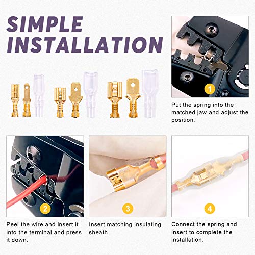 Swpeet 720Pcs Gold 2.8/4.8/6.3Mm Male And Female Spade Quick Connectors Wire Crimp Terminal Block With Insulating Sleeve Assortment Kit Perfect For Electrical Wiring Car Audio Speaker #TOP4