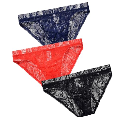 Mens Lace Breathable Underwear Boxers Briefs sexy Panties for Male pouch bulge open Sissy men's lingerie Convex Pack