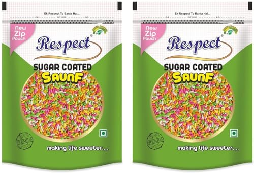 Image of RESPECT Sugar Coated Saunf Fennel Seeds, Mukhwash, Sweet Mouth Freshener (200 X 2)