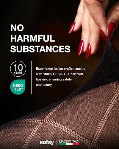 sofsy New Edit – Italian-Made High-Waist Lace Tights for Women | Soft Patterned Stockings | Floral Design, Reinforced Toes2