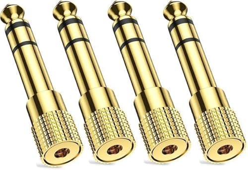 Zbssny 4pcs Headphone Jack Adapter,Stereo Jack Adapter,6.5mm Male to 3.5mm Female Stereo Aux Plug Converter Audio Adaptor for Digital Piano,Keyboard,Amplifier Earphone(Gold)