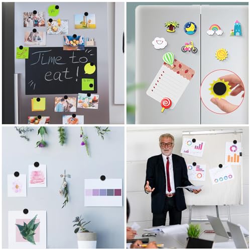 Image of 30Pcs Small Magnets, 18x3mm Round Black Refrigerator Magnet | Fridge Magnets for Crafts Kitchen