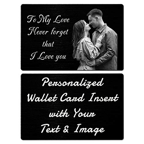 Amlion Personalized Metal Wallet Card,Custom Wallet Insert Card with Photo Message Engraved Gifts for Men, Husband, Dad, Son