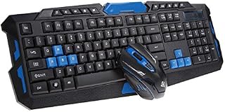UrChoiceLtd® CityForm HK8100 Wireless Multimedia Gaming Keyboard + 2.4GHz 4 Buttons Mouse Set Black&Blue