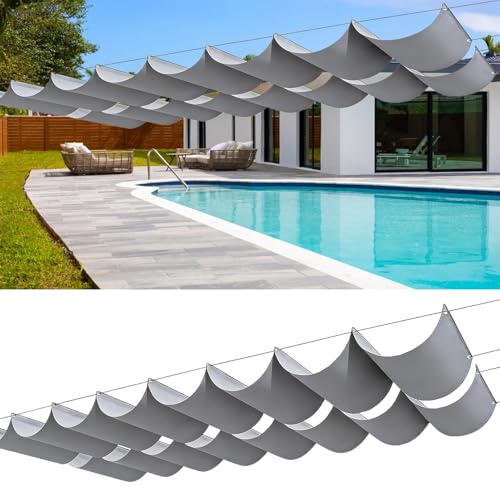 Voile d'ombrage rétractable vague 110x200 gris clair imperméable