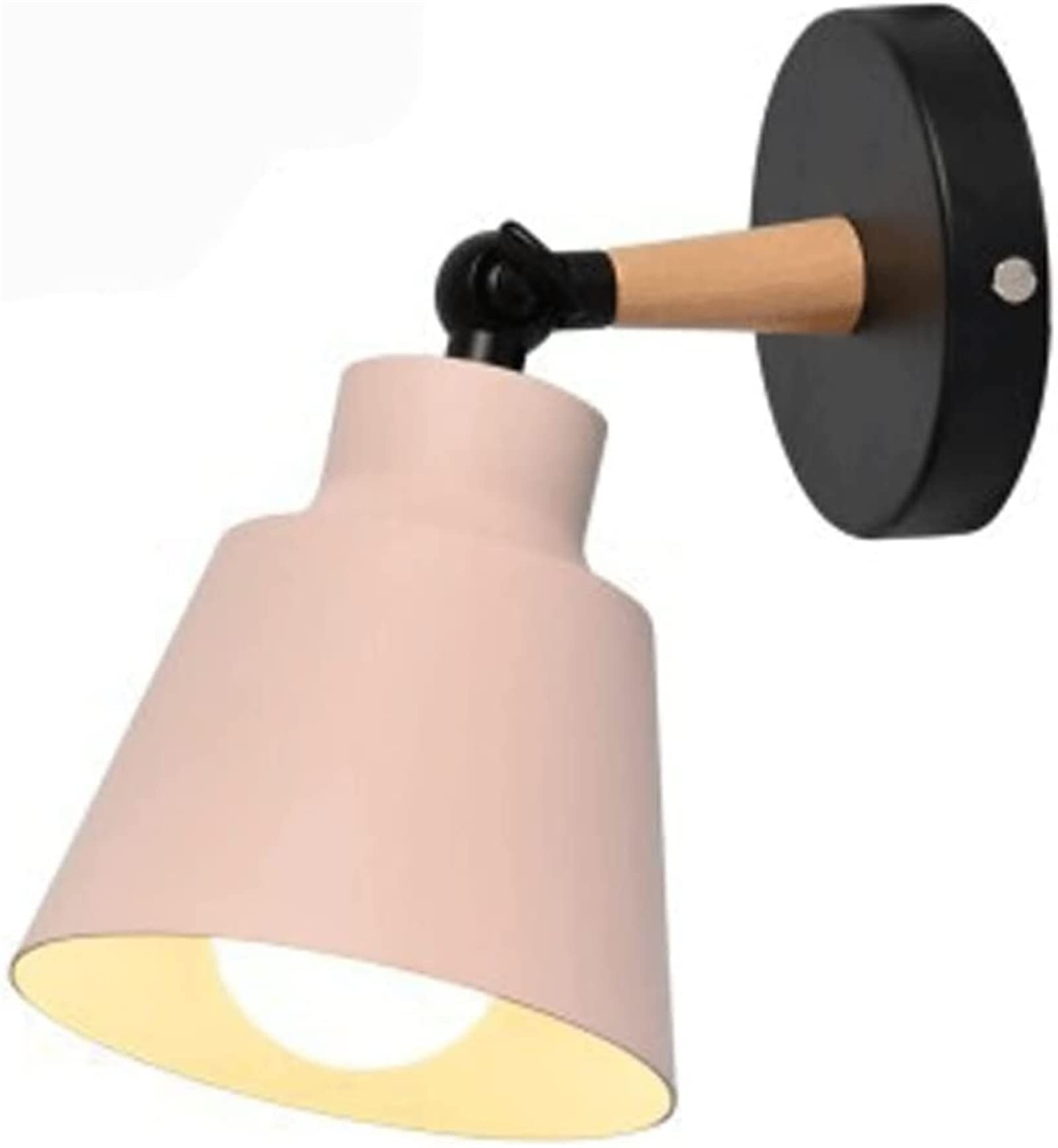 HUAYUSEDF Wall Light Modern Indoor Lamp, Vertical Adjustable Plug in, Sconce with Metal Shade, Fixture for Bedroom (Color : Gris) Gray(Pink)