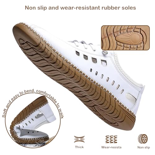Men's Closed Toe Sport Sandals Leather, Non Slip Lightweight Breathable Dress Casual Comfortable Outdoor Walking Sandals with Straps for Beach4
