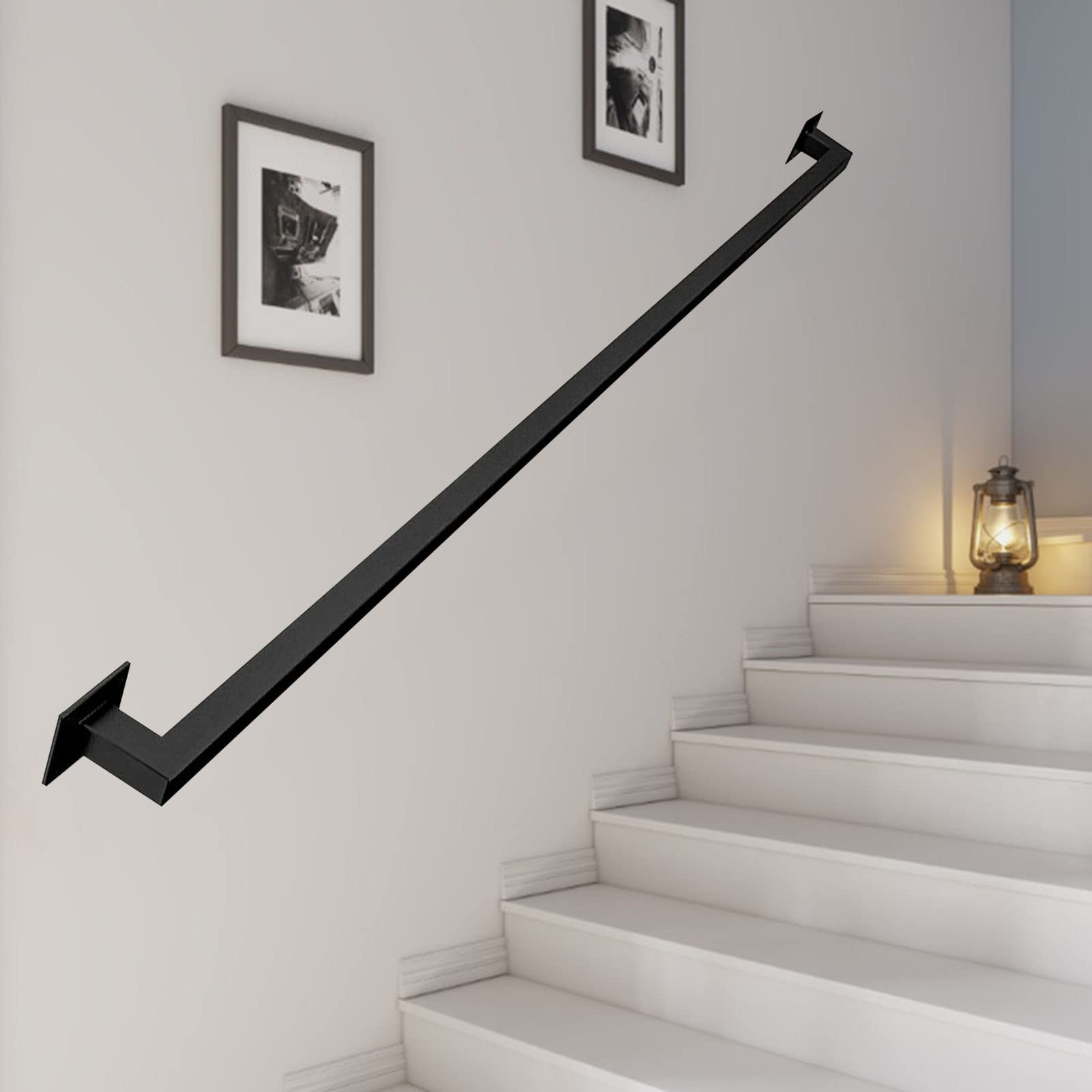 Rampe d'escalier pour terrasse extérieure et intérieur design tube noir de 1 à 20 pieds