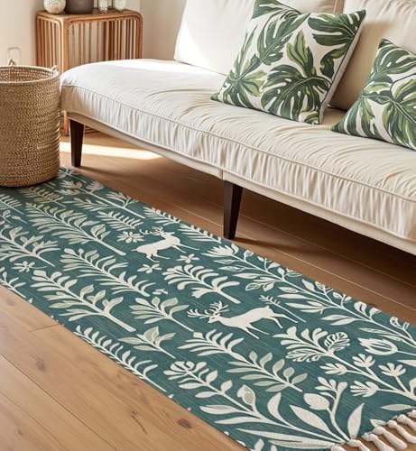 Slazie 2x5 ft Printed Bed Runner |Printed Rug| Handwoven Pure Cotton Printed Carpet for Bedroom, Living Room & Home Décor|pr027