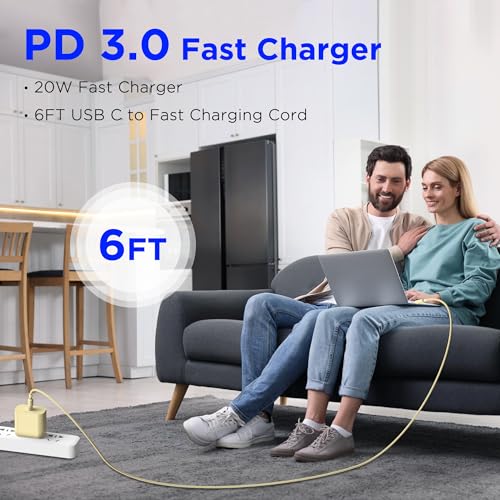 Image of iPhone 17 16 15 Charger Fast Charging,2Pack 20W Apple iPad USB C Wall Chrager Block with 6FT USB C to C Cable for iPhone 17 /Pro /Pro Max /17 Air / 16 /16 Pro /16 Pro Max /15 /Plus /Pro /Pro Max (Yellow)