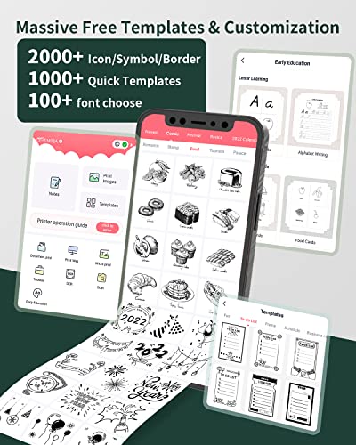 Memoking Thermal Mini Printer - 3" Photo Sticker Printer Machine With Tape 3 Rolls White Stickers 2.08"X11.48Ft (53Mmx3.5M) - M03As Inkless Bluetooth Printer For Phone&Pad, Mini Sticker Maker Machine #TOP6