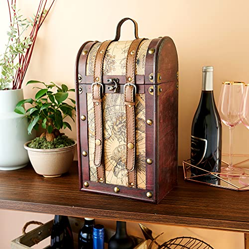 Chateau Old World Wooden Wine Box by Twine, maroon - 2 bottle (0603)