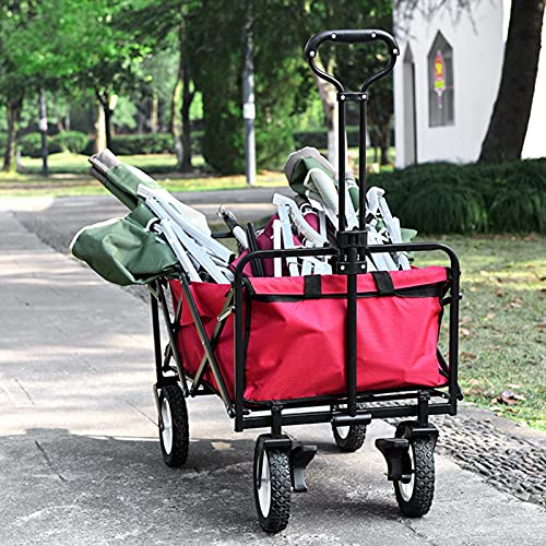 CRBUDY Zusammenklappbarer Mehrzweckwagen, robuster Strand-/Gartenwagen mit Teleskopgriff, kompakte Schubkarren für den Außenbereich – Bild 5