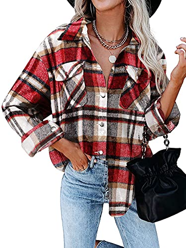 Holibey Damen Cord-Bluse, langärmelig, mit Vordertasche, übergroß,...