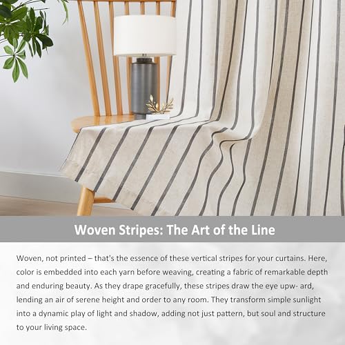 Bapawfish 63 Inch Stripe Light Filtering Window Curtains for Living Room - image 3
