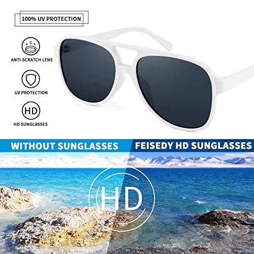 Image of FEISEDY Vintage Retro 70s Plastic Aviator Sunglasses Women Men Classic Large Squared Frame B2751