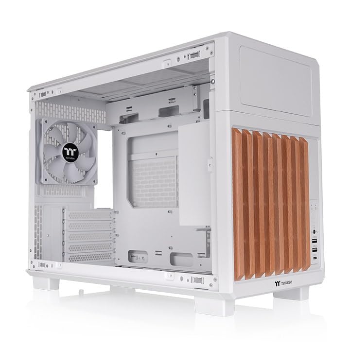 Image of Thermaltake TR200 WS; Micro Chassis; Wood Front Trim; mATX /mITX Support; 360mm Radiator Support; 365mm GPU Clearance; 175mm Air Cooler Clearance; 5.25 inch Bay Support; Snow; CA-11L-00S6NN-WS