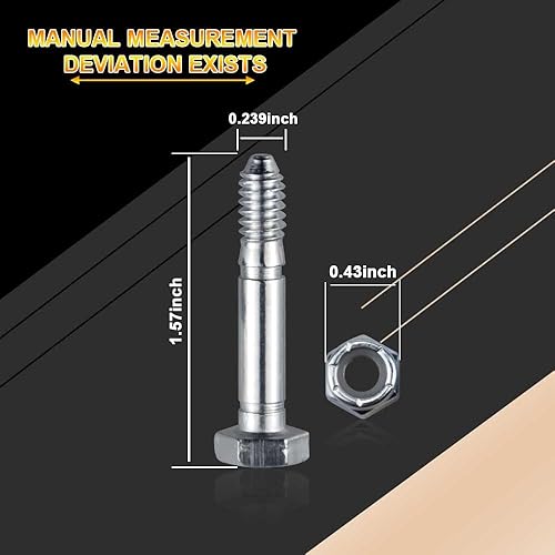Miniatura 4 de Mowerhub 53200500 - Pasadores de cizalla con tuercas (1-916" x 14") compatibles con Ariens AM123342, 532005, 53200500, 510016, 51001600, compatible